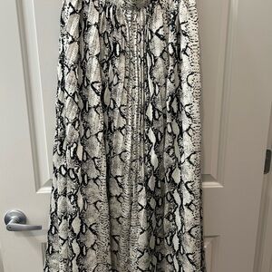 Romesa Black & White Snake-Print Maxi Skirt